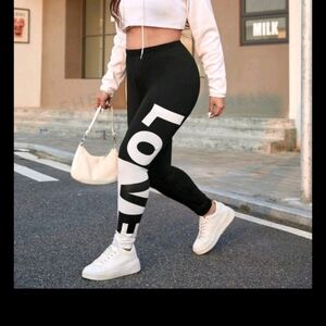 Black & White LOVE High Waisted Leggings 3X